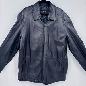 Marc New York Andrew Marc Men’s Classic Lambskin Leather Quilted Zip Up Jacket